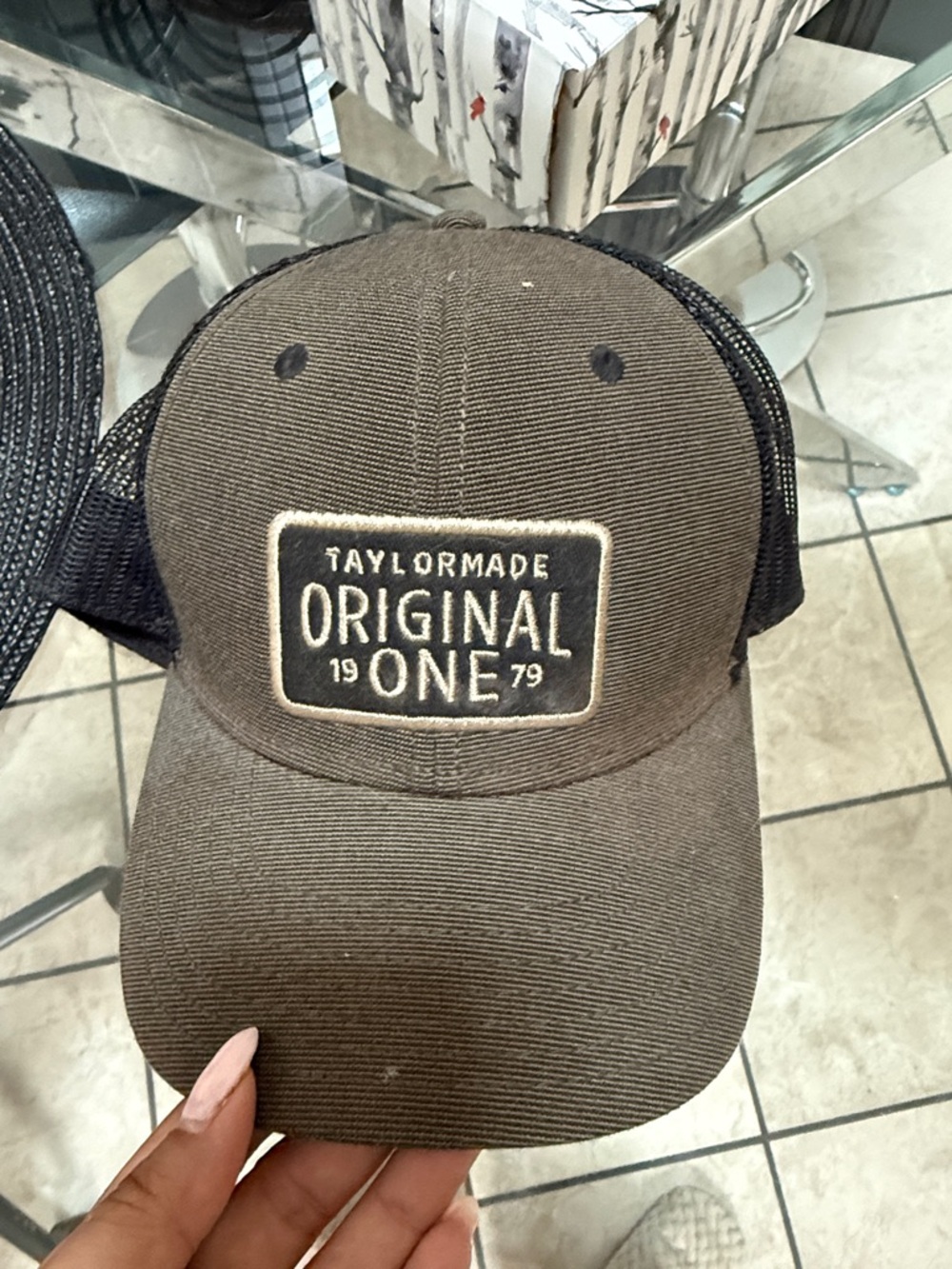 TaylorMade Brown and Black Mesh Logo Patch Cap